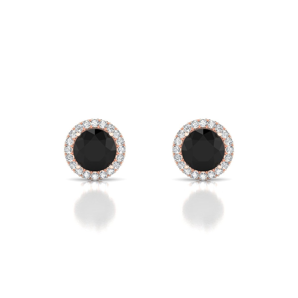 Solar | 18k Rose Gold 6 mm Round Black Diamond Earrings