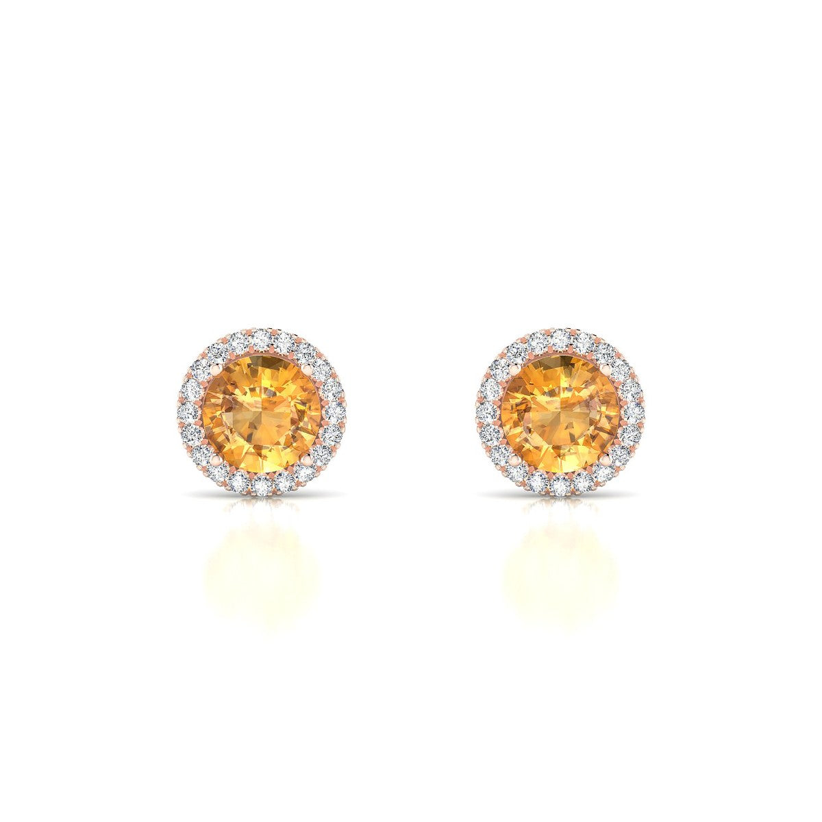 Solar | 18k Rose Gold 6 mm Round Citrine Earrings