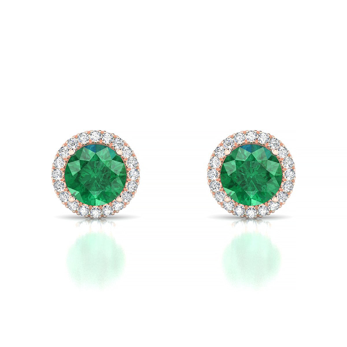 Solar | 18k Rose Gold 6 mm Round Emerald Earrings
