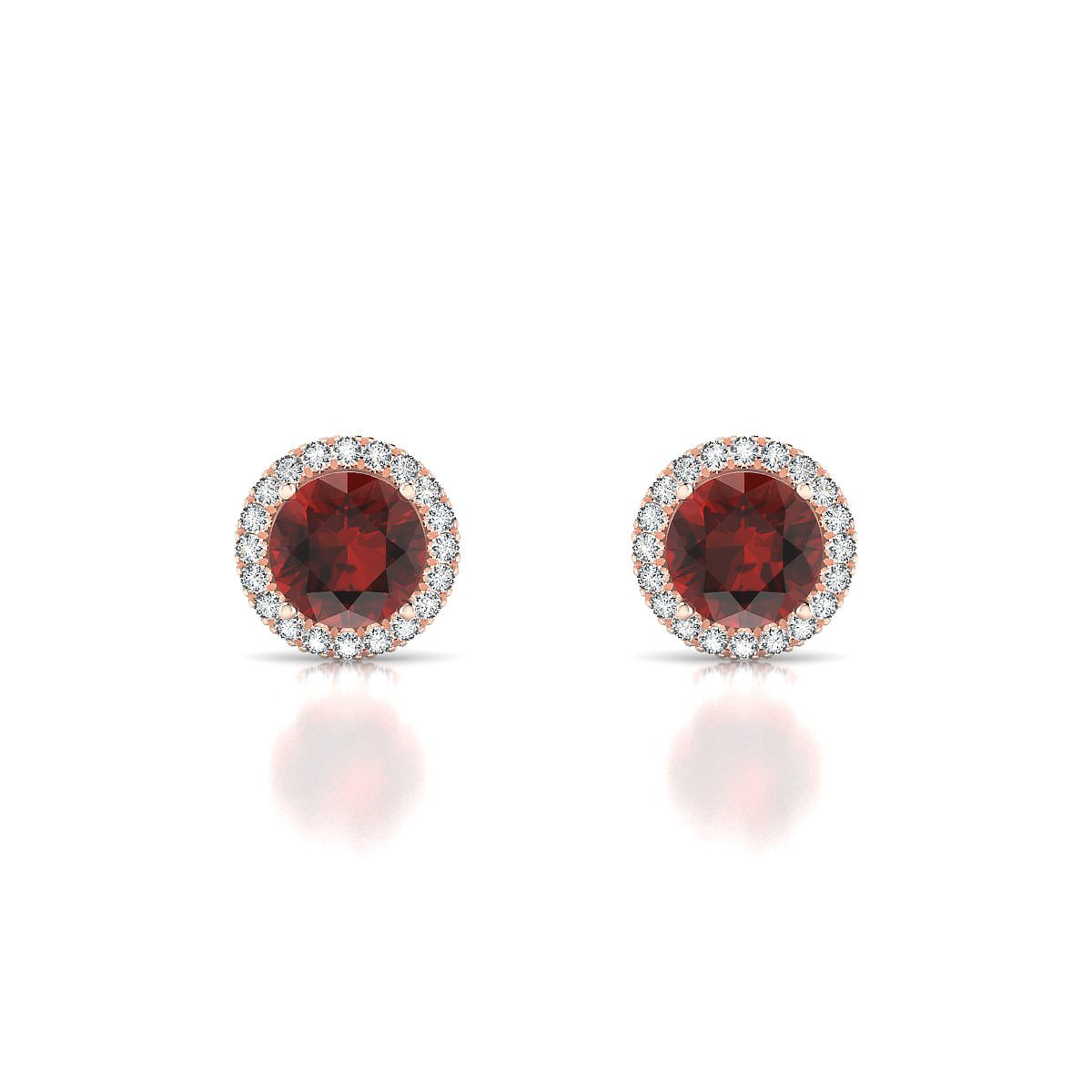 Solar | 18k Rose Gold 6 mm Round Garnet Earrings