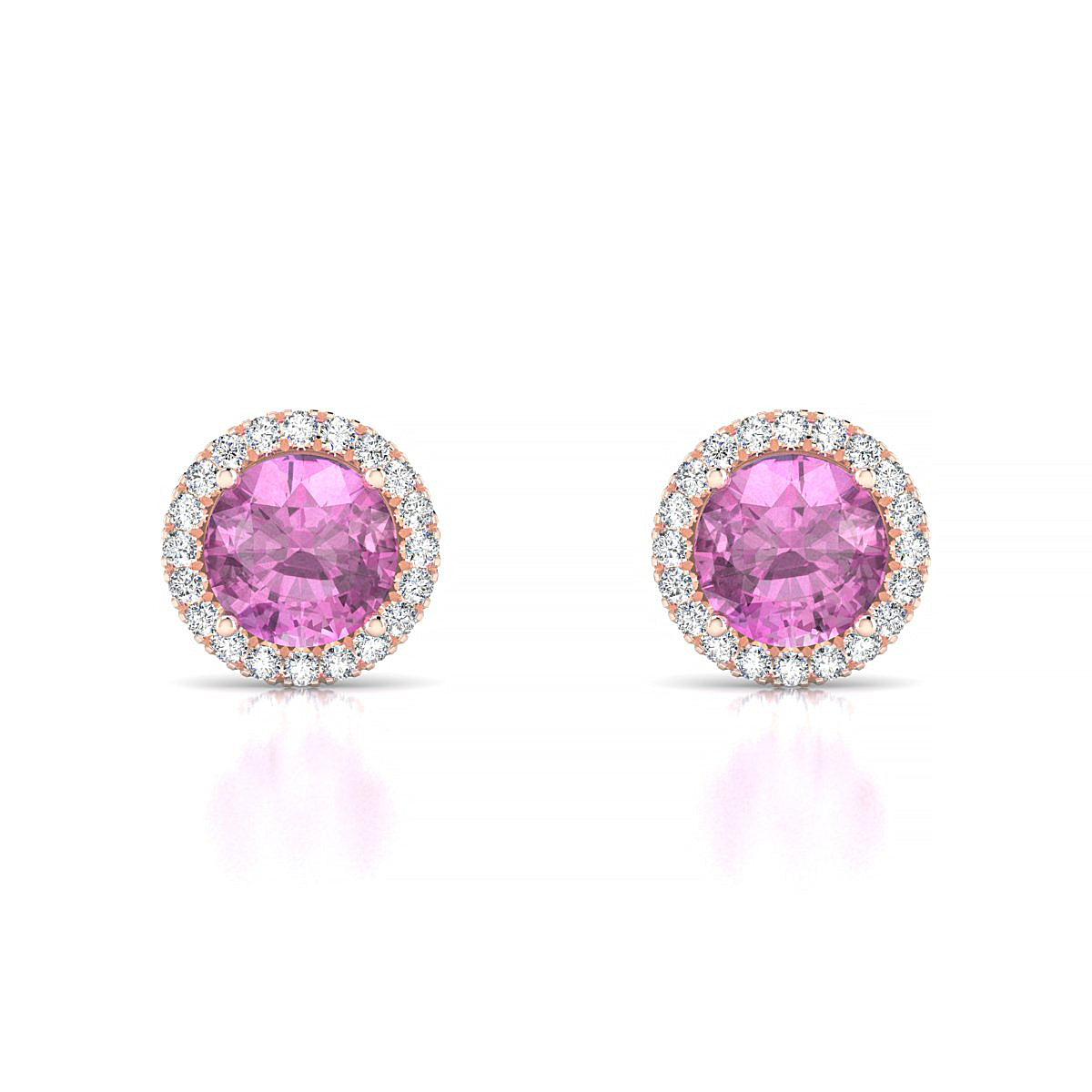 Solar | 18k Rose Gold 6 mm Round Pink Sapphire Earrings