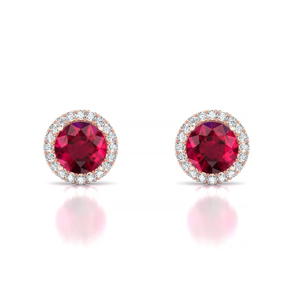 Solar | 18k Rose Gold 6 mm Round Ruby Earrings