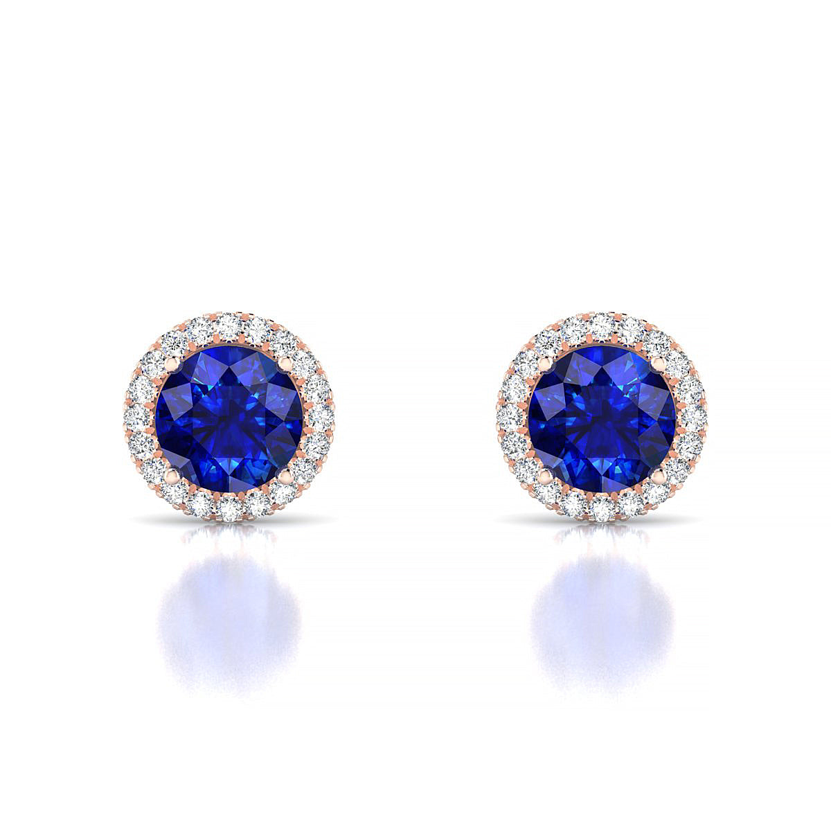 Solar | 18k Rose Gold 6 mm Round Sapphire Earrings
