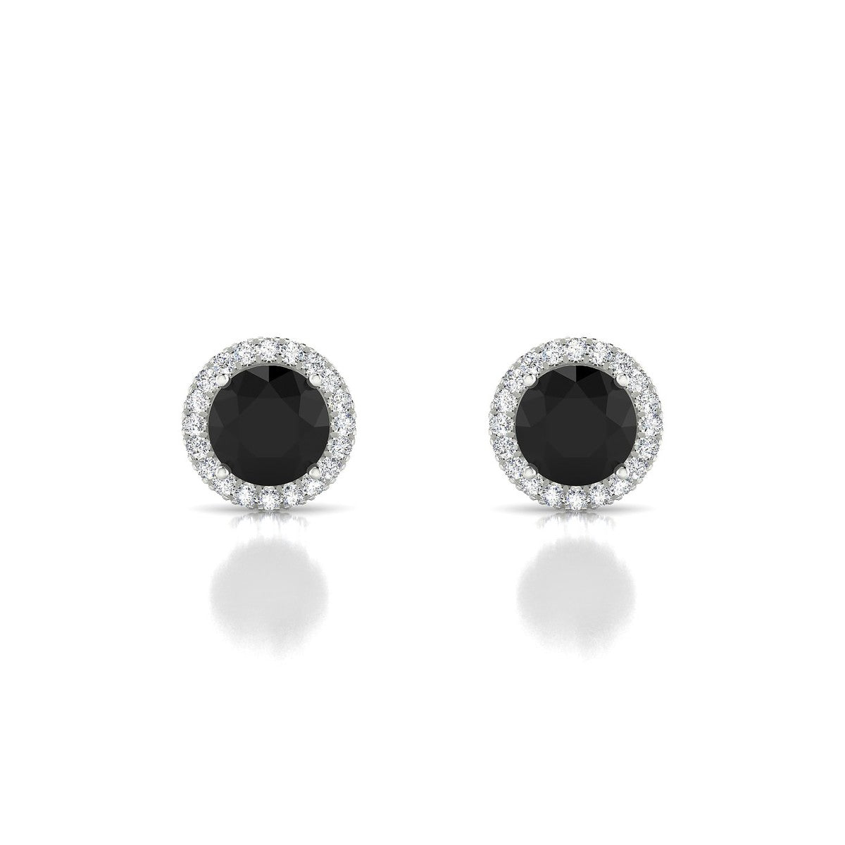 Solar | 18k White Gold 6 mm Round Black Diamond Earrings