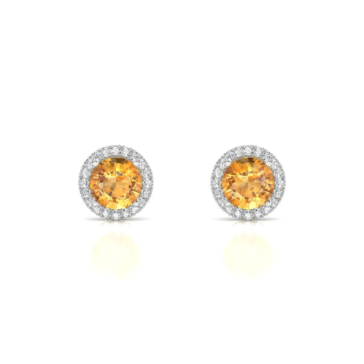 Solar | 18k White Gold 6 mm Round Citrine Earrings