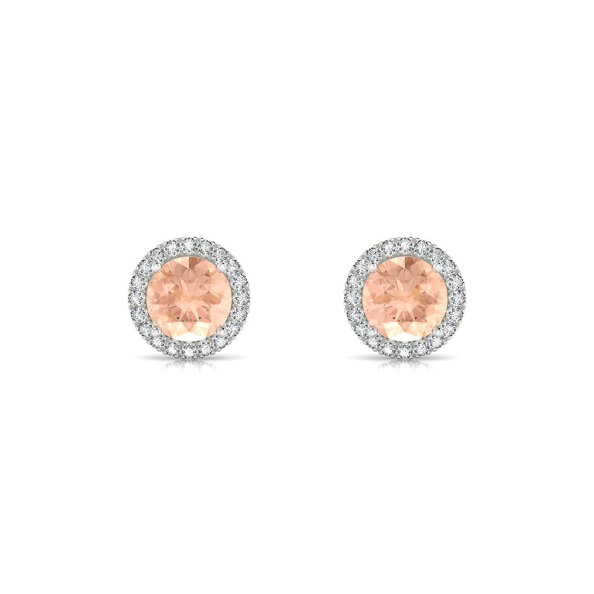 Solar | 18k White Gold 6 mm Round Morganite Earrings