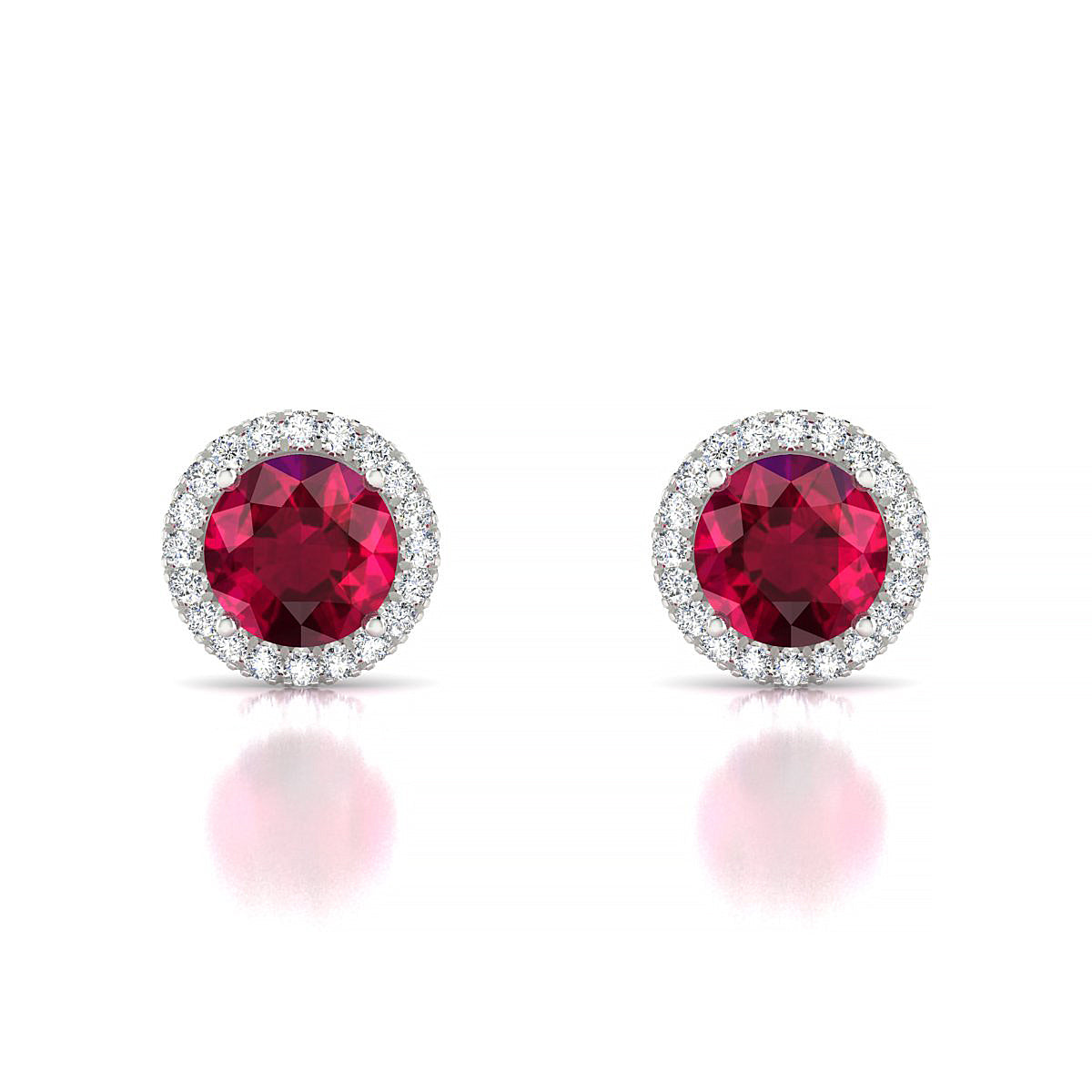 Solar | 18k White Gold 6 mm Round Ruby Earrings