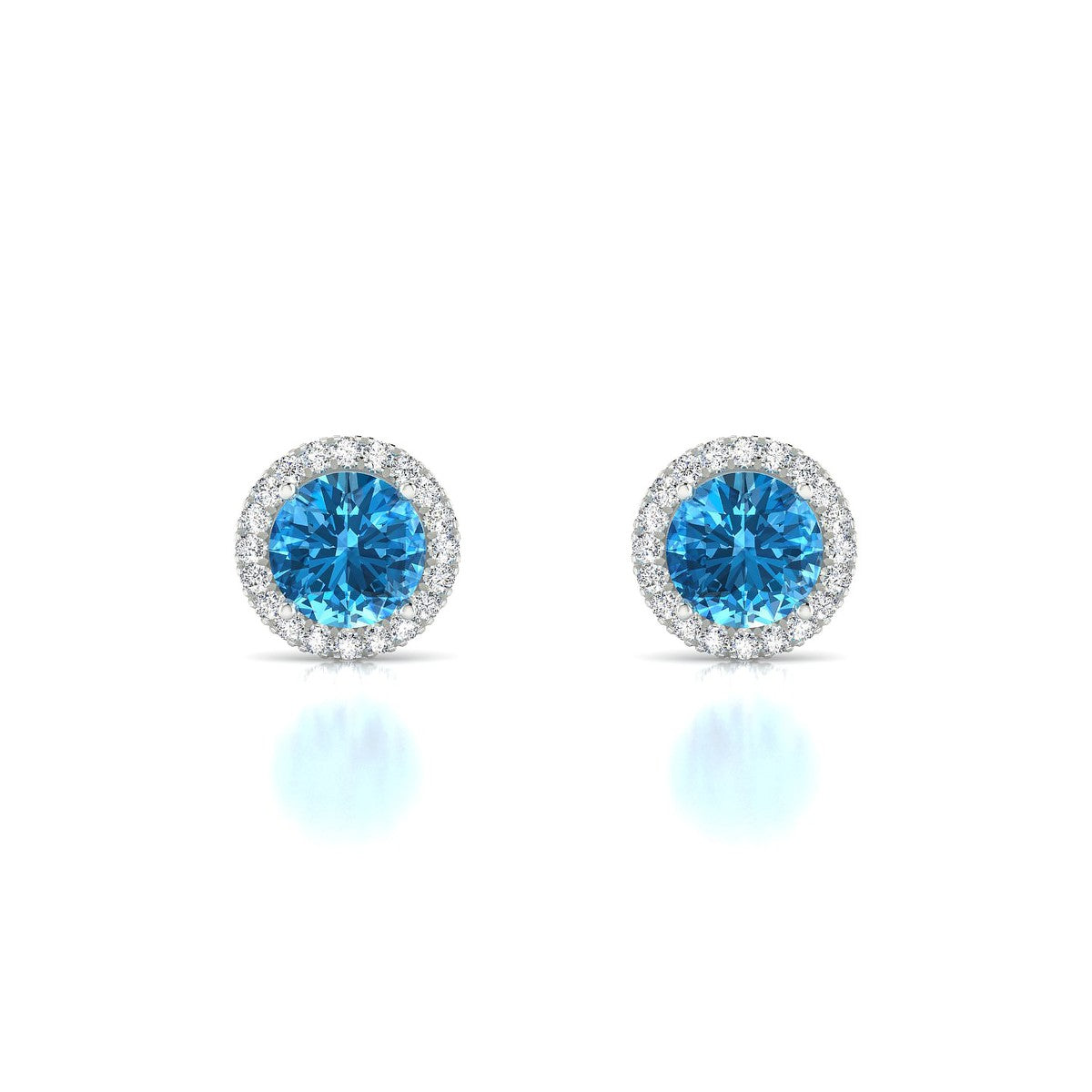 Solar | 18k White Gold 6 mm Round Topaz Earrings