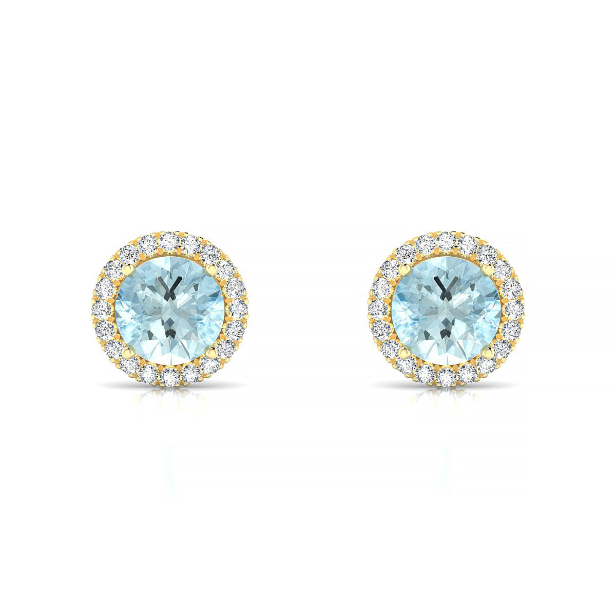 Solar | 18k Yellow Gold 6 mm Round Aquamarine Earrings