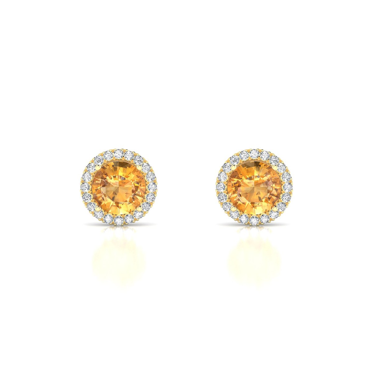 Solar | 18k Yellow Gold 6 mm Round Citrine Earrings