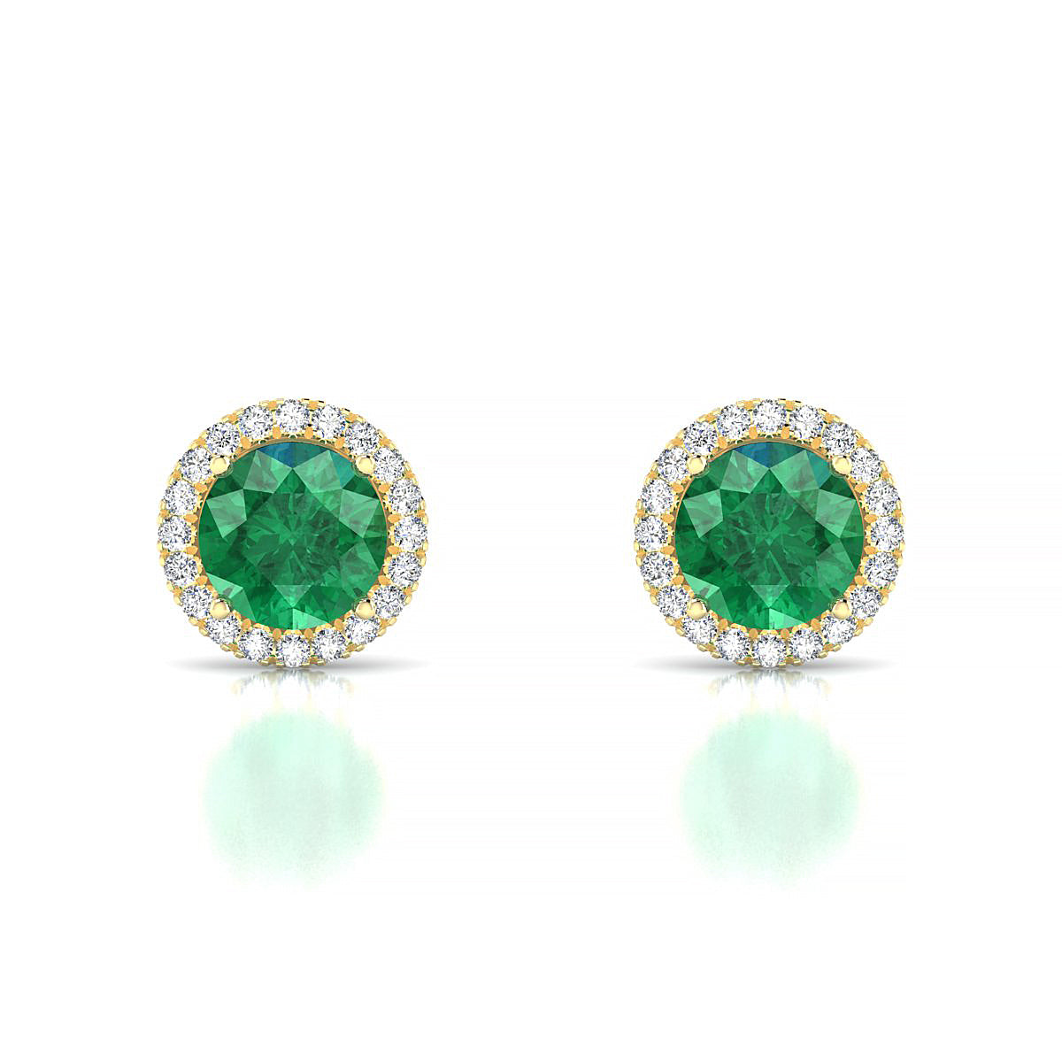 Solar | 18k Yellow Gold 6 mm Round Emerald Earrings