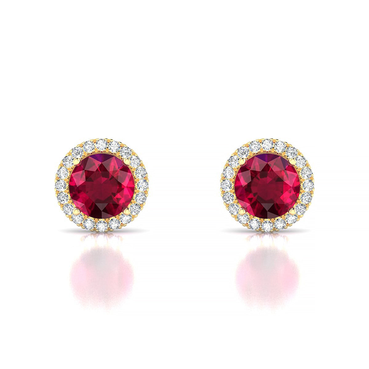 Solar | 18k Yellow Gold 6 mm Round Ruby Earrings