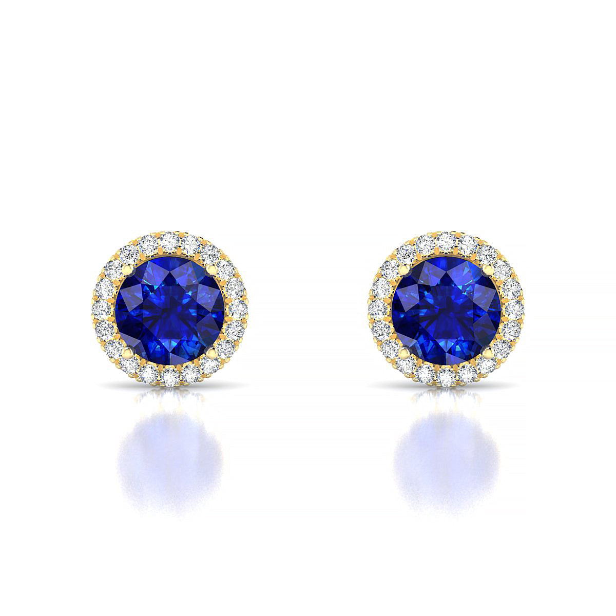 Solar | 18k Yellow Gold 6 mm Round Sapphire Earrings