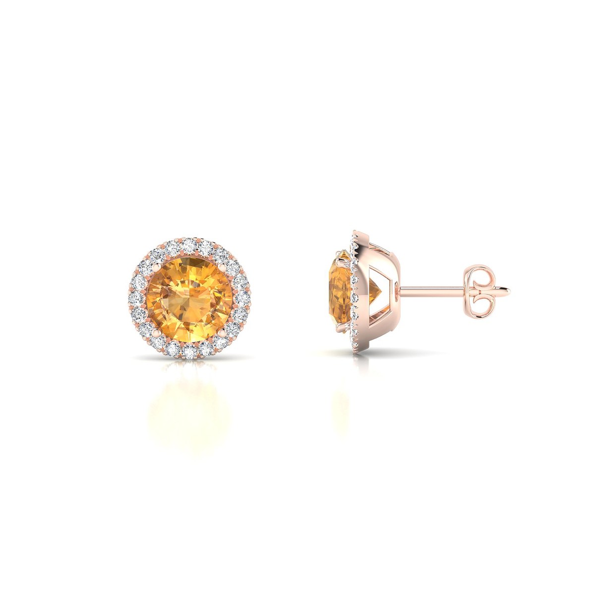 Solar | 18k Rose Gold 6 mm Round Citrine Earrings
