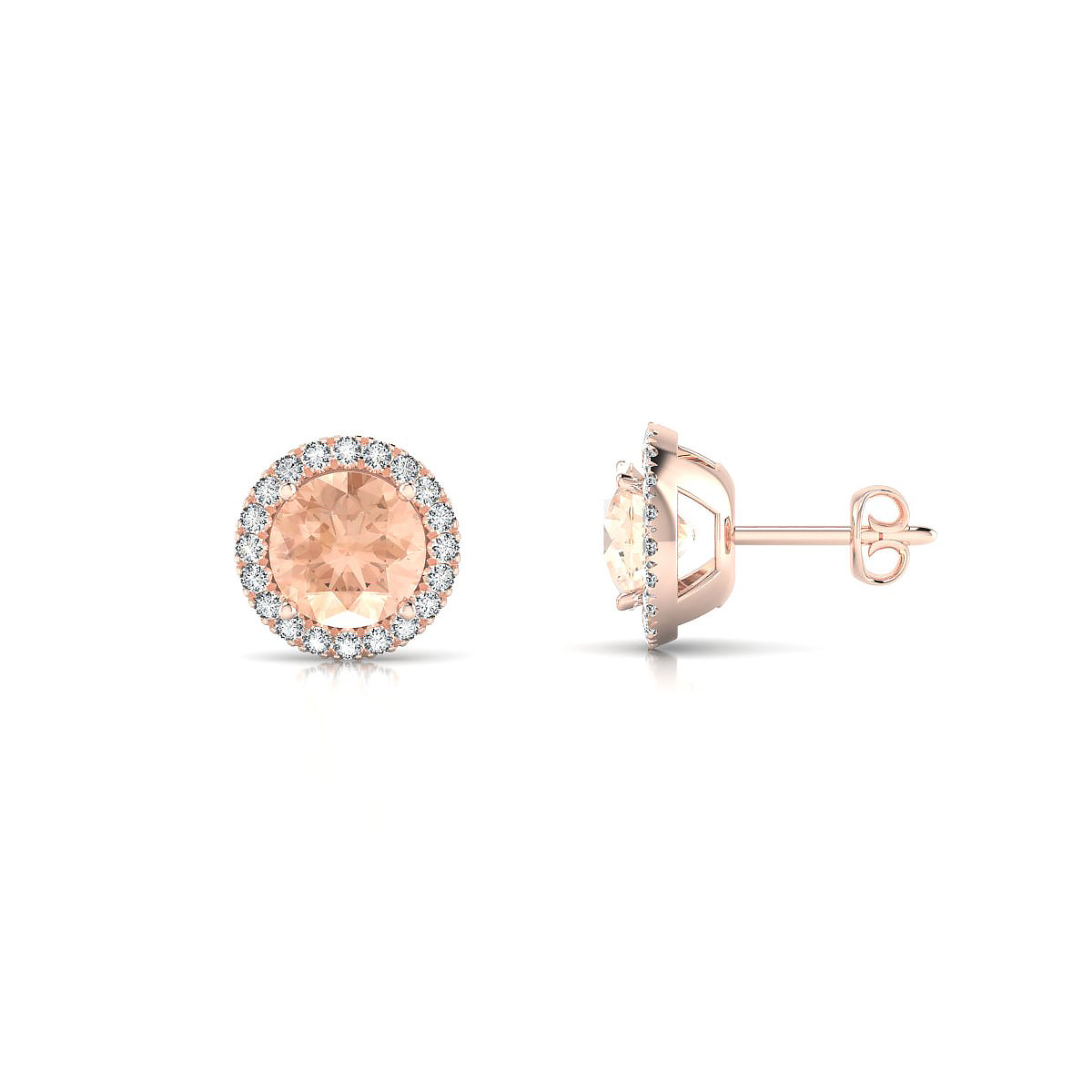 Solar | 18k Rose Gold 6 mm Round Morganite Earrings