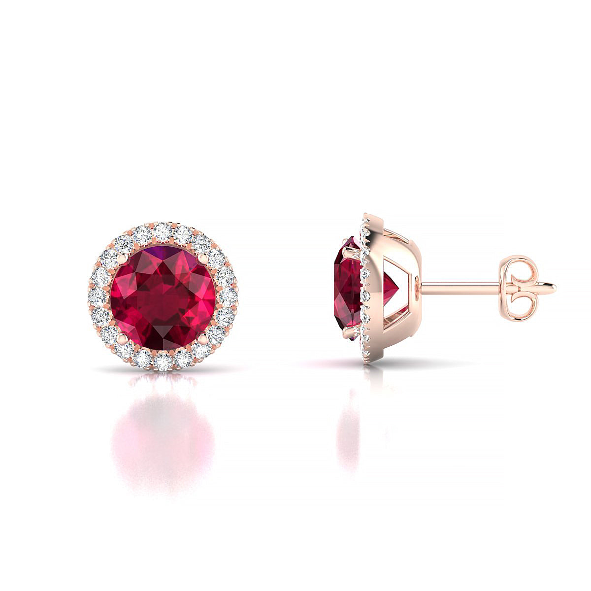 Solar | 18k Rose Gold 6 mm Round Ruby Earrings