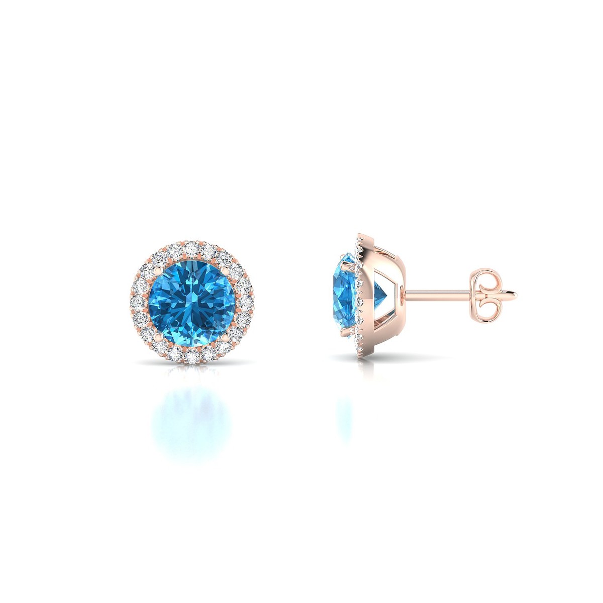 Solar | 18k Rose Gold 6 mm Round Topaz Earrings