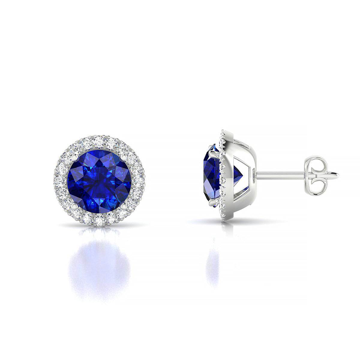 Solar | 18k White Gold 6 mm Round Sapphire Earrings