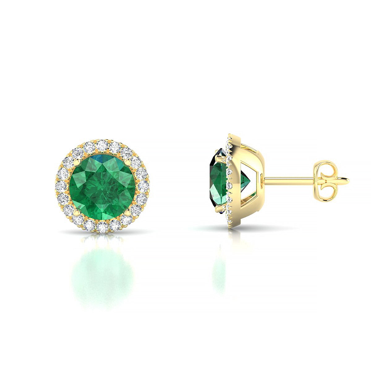 Solar | 18k Yellow Gold 6 mm Round Emerald Earrings