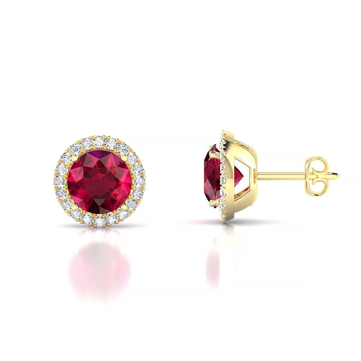 Solar | 18k Yellow Gold 6 mm Round Ruby Earrings