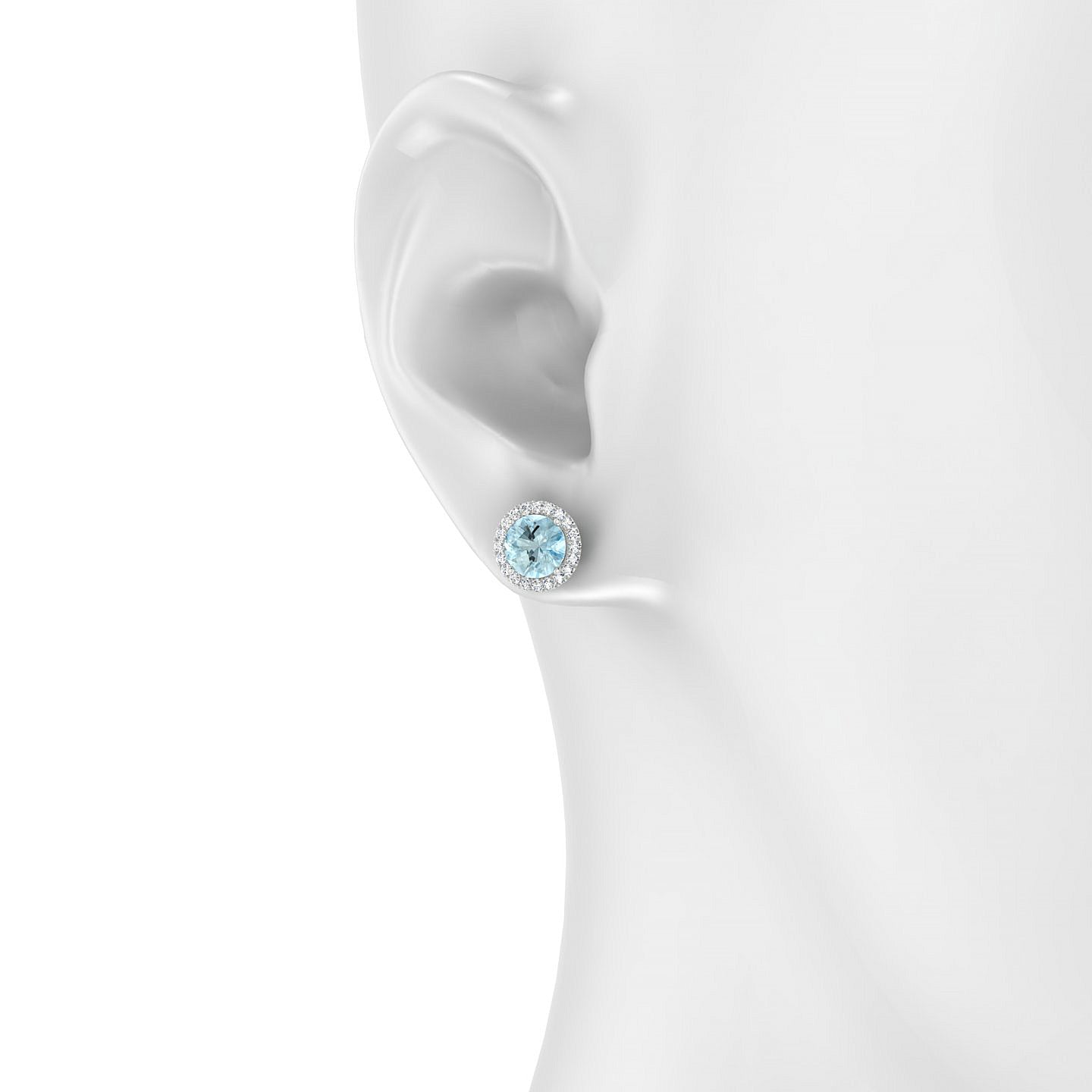 Solar | 18k White Gold 6 mm Round Aquamarine Earrings