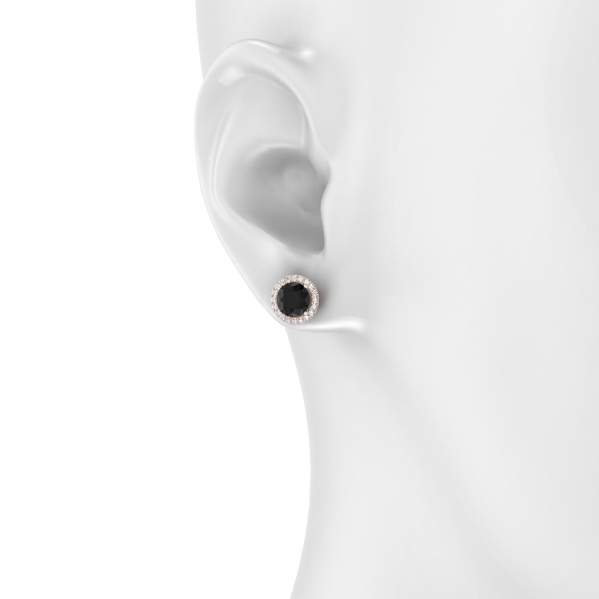 Solar | 18k Rose Gold 6 mm Round Black Diamond Earrings