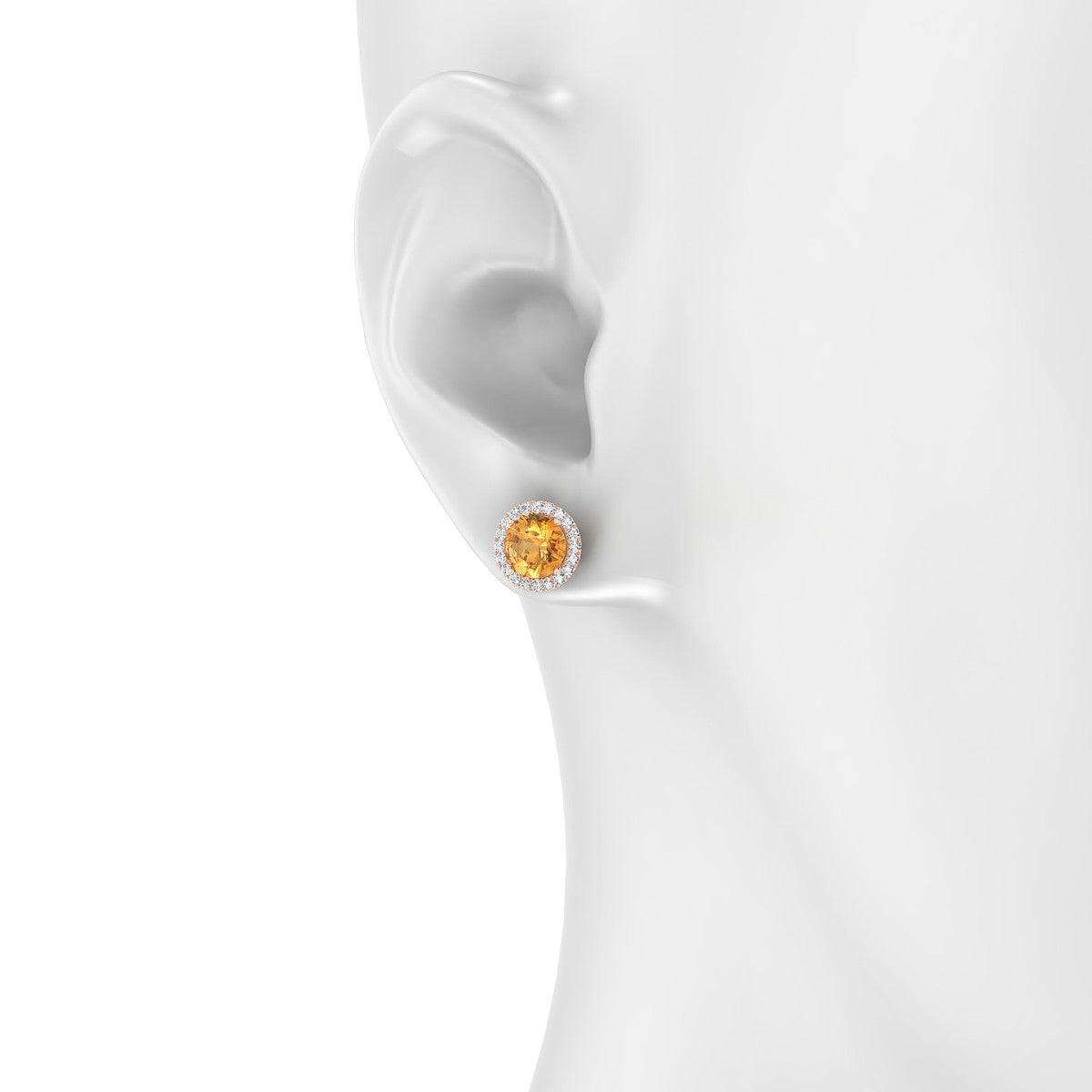 Solar | 18k Rose Gold 6 mm Round Citrine Earrings