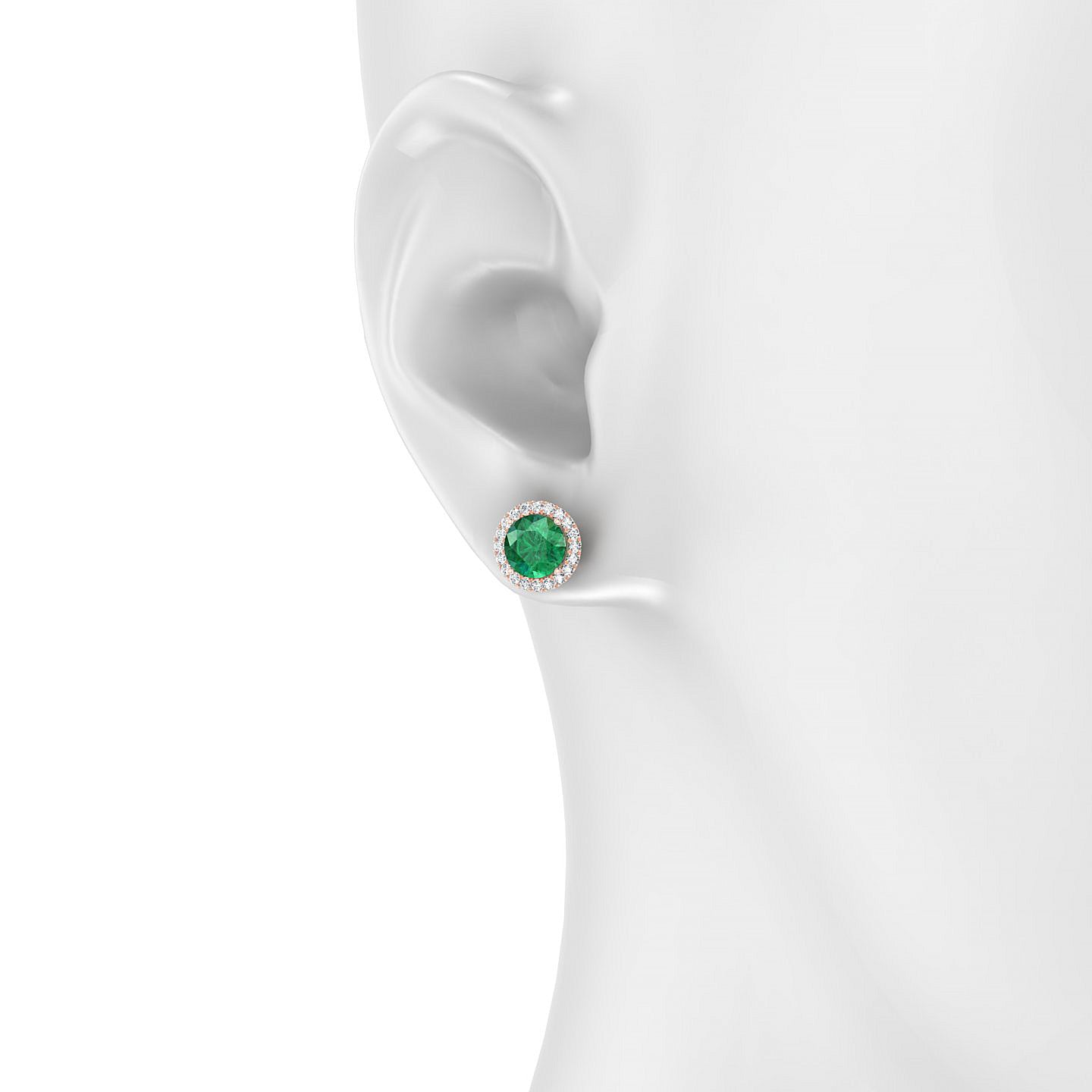 Solar | 18k Rose Gold 6 mm Round Emerald Earrings