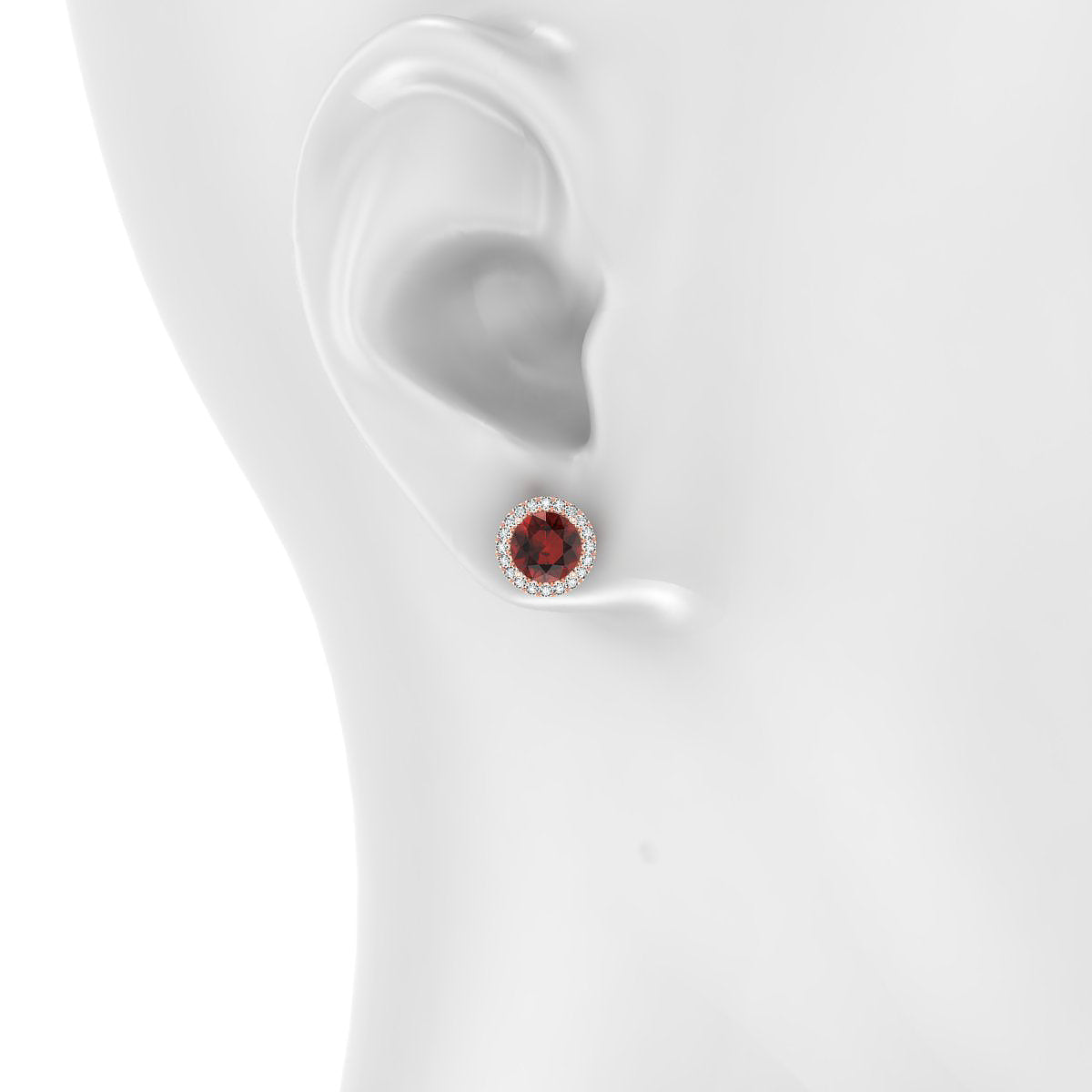 Solar | 18k Rose Gold 6 mm Round Garnet Earrings