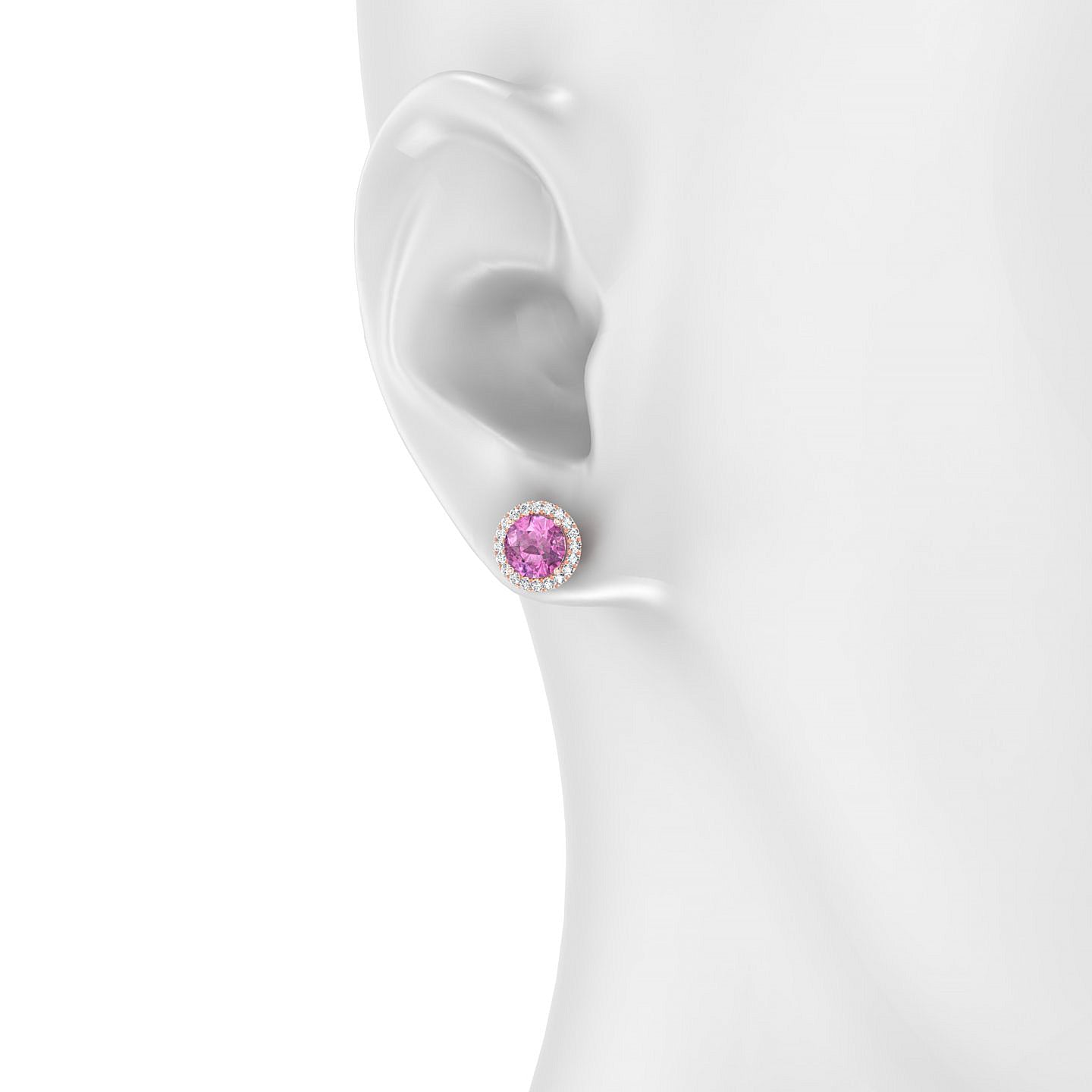 Solar | 18k Rose Gold 6 mm Round Pink Sapphire Earrings