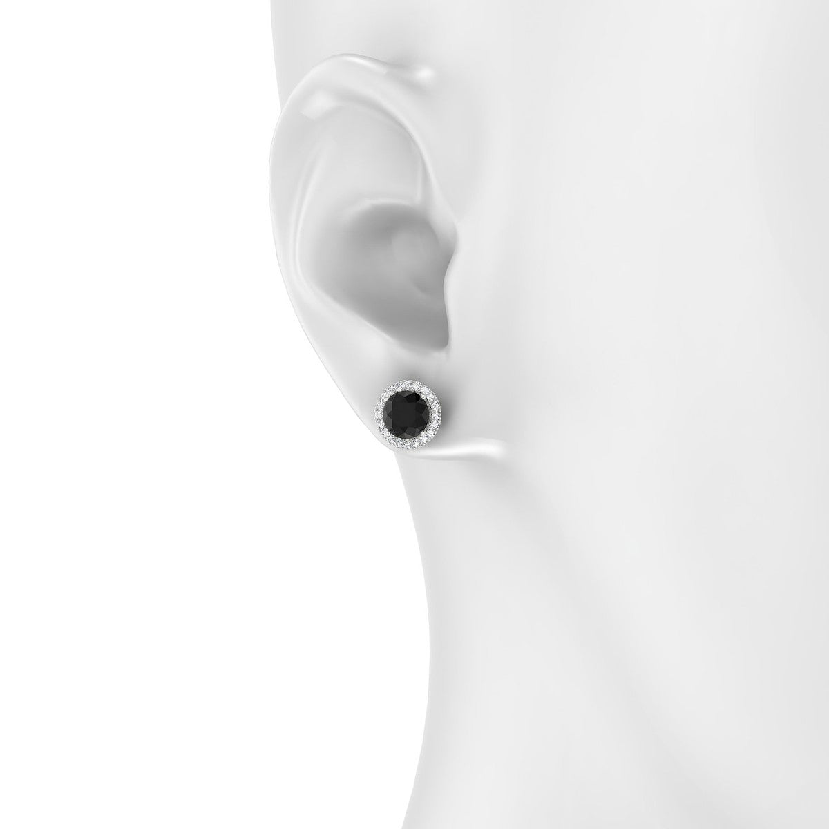 Solar | 18k White Gold 6 mm Round Black Diamond Earrings