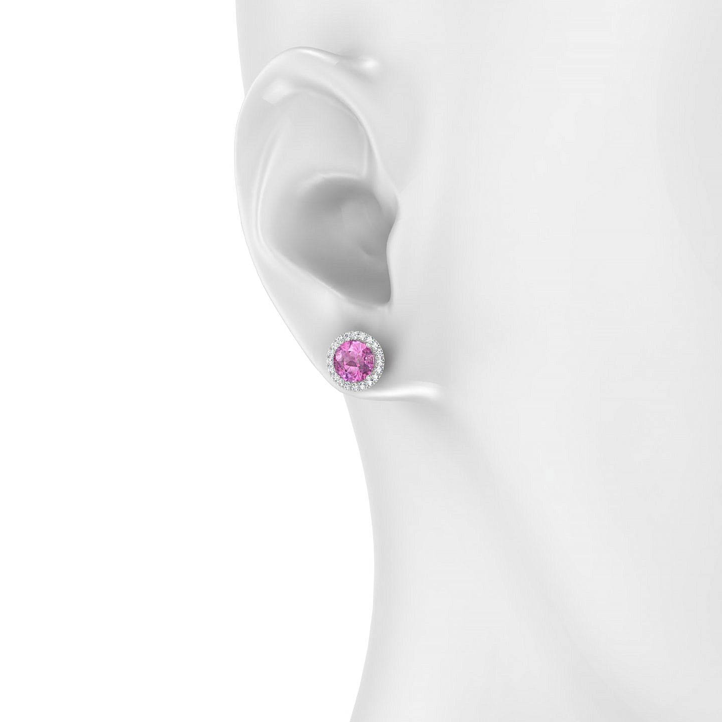 Solar | 18k White Gold 6 mm Round Pink Sapphire Earrings