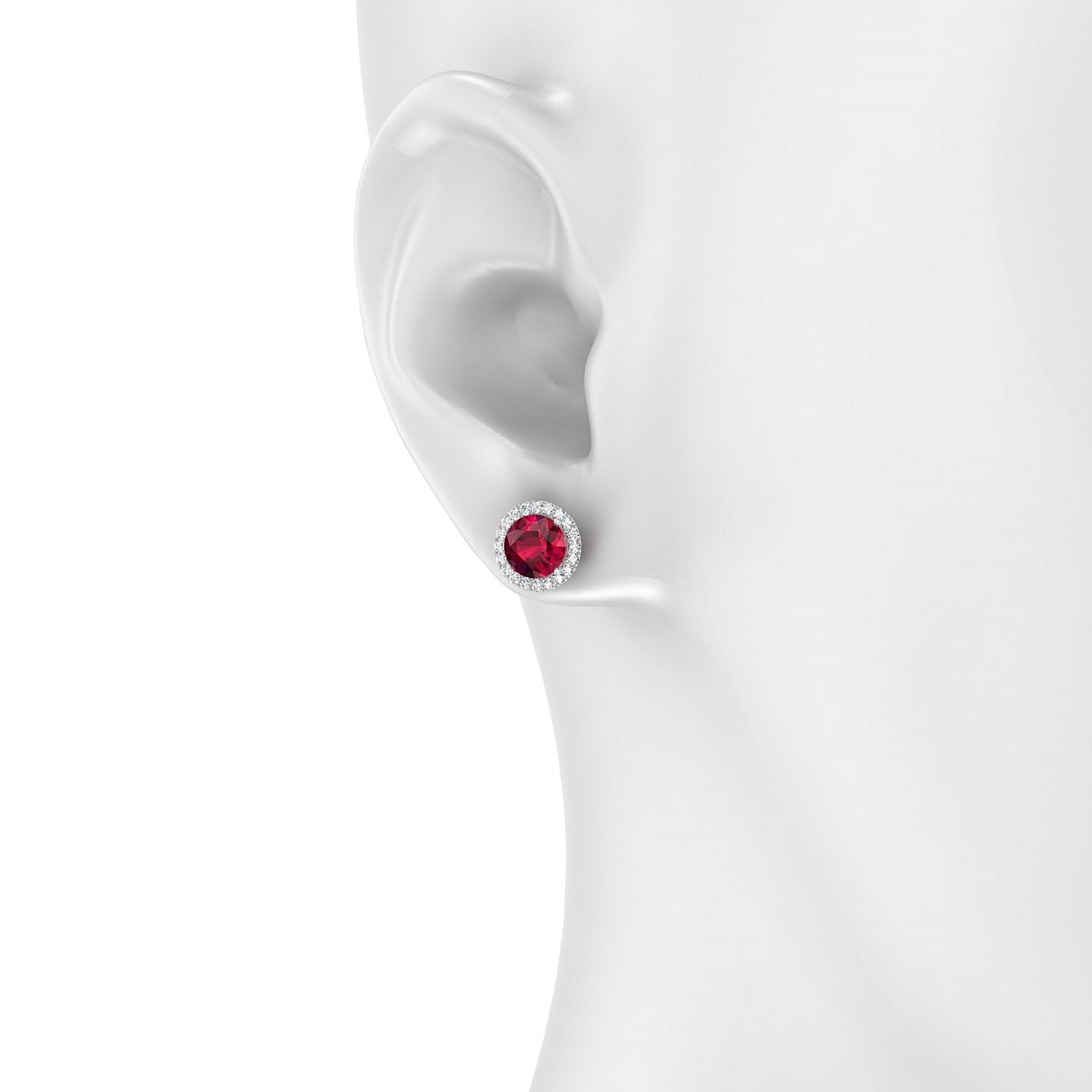 Solar | 18k White Gold 6 mm Round Ruby Earrings
