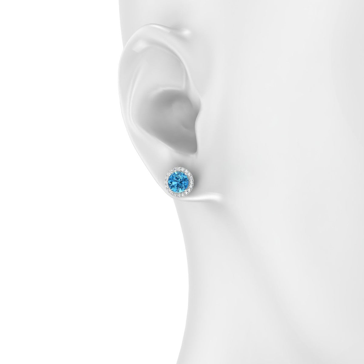 Solar | 18k White Gold 6 mm Round Topaz Earrings