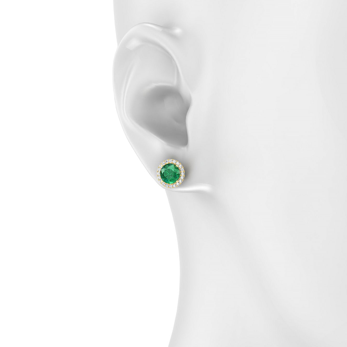 Solar | 18k Yellow Gold 6 mm Round Emerald Earrings