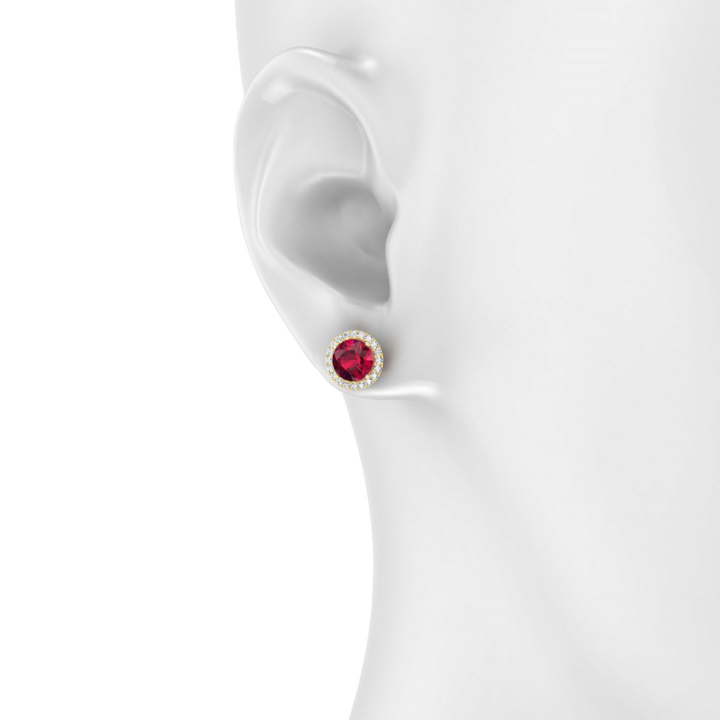 Solar | 18k Yellow Gold 6 mm Round Ruby Earrings