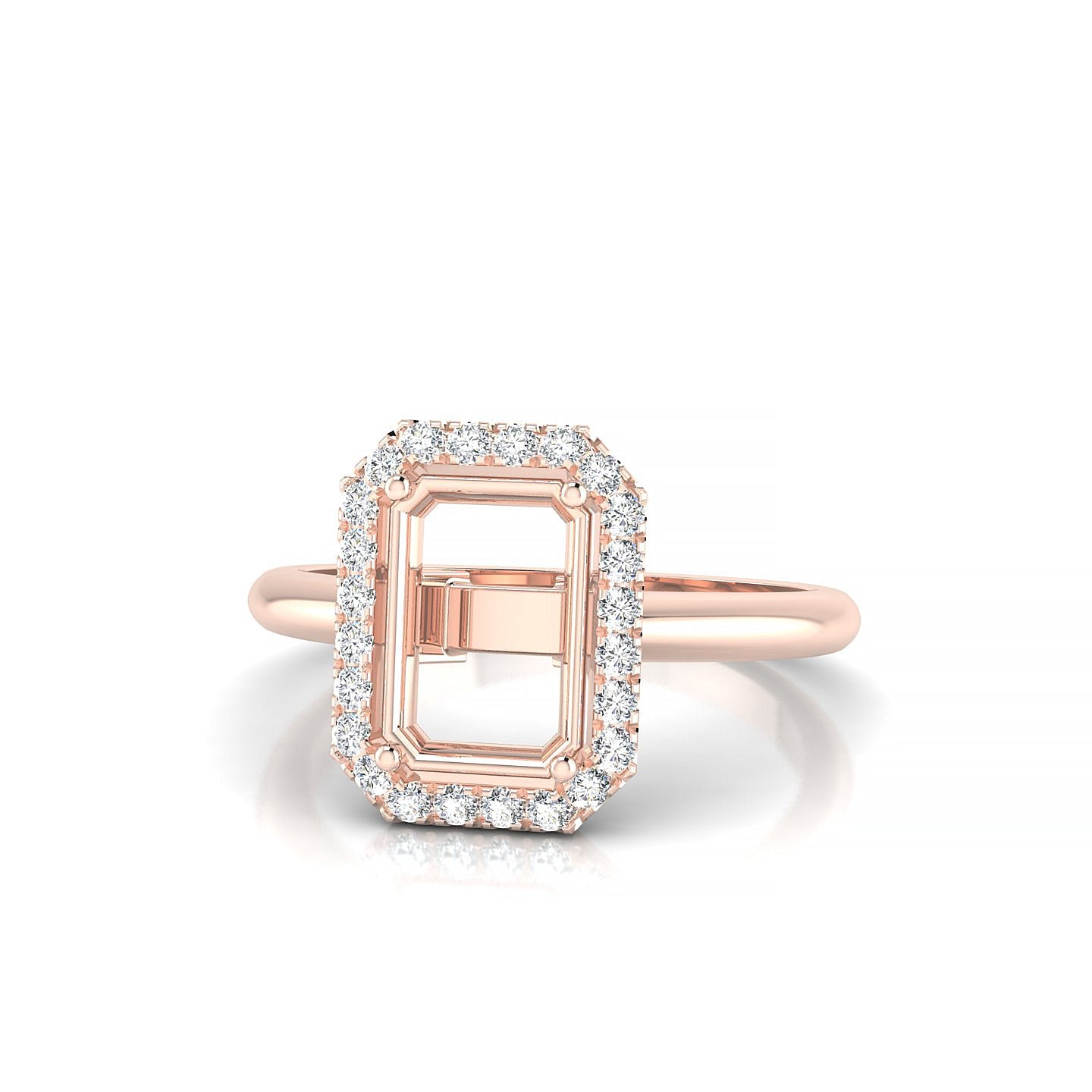 Solar Emerald 2-2.99 ct | 18k Rose Gold Halo Ring