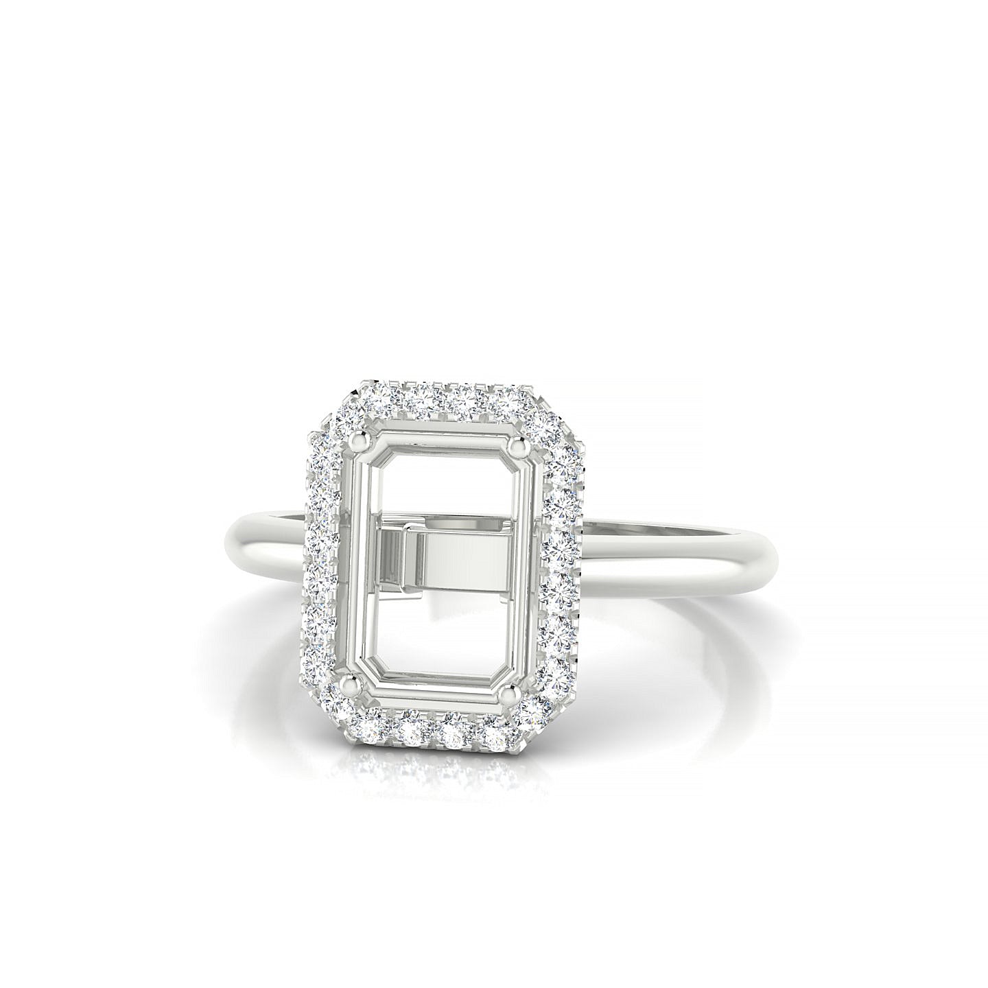 Solar Emerald 2-2.99 ct | 18k White Gold Halo Ring