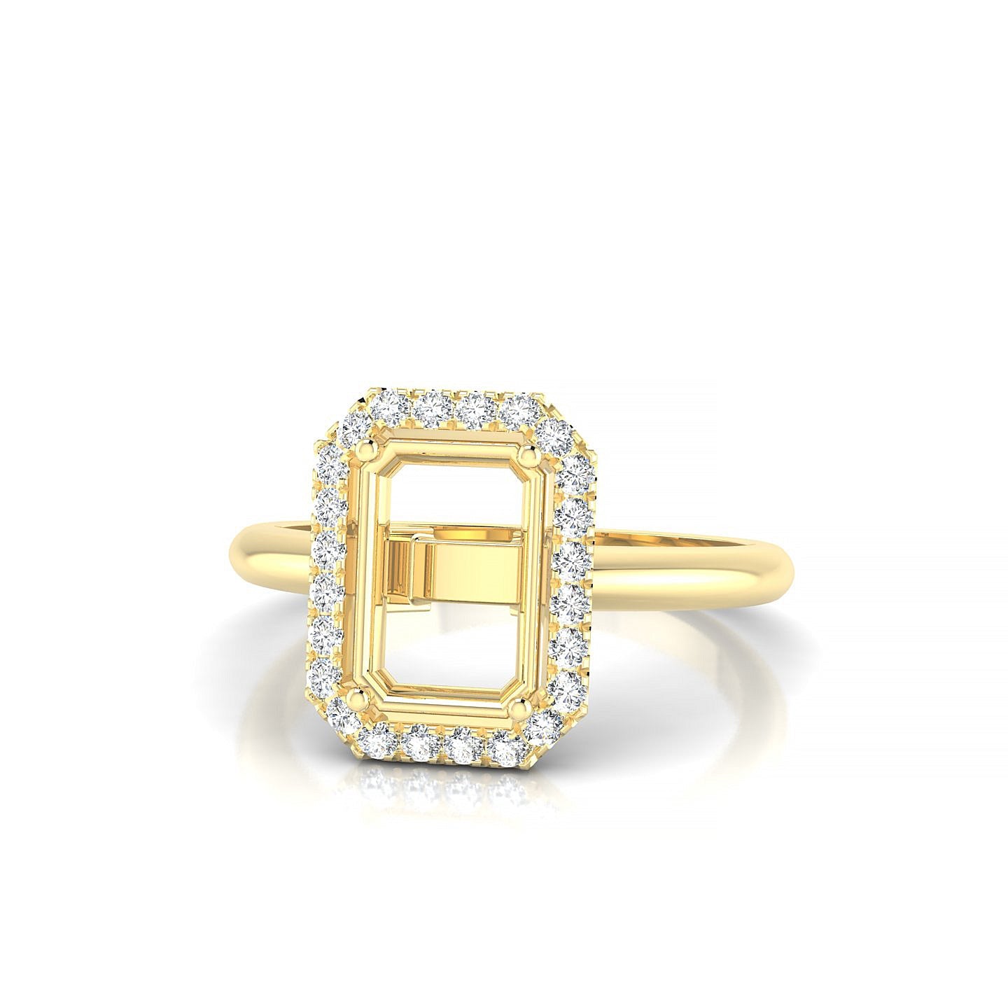 Solar Emerald 2-2.99 ct | 18k Yellow Gold Halo Ring