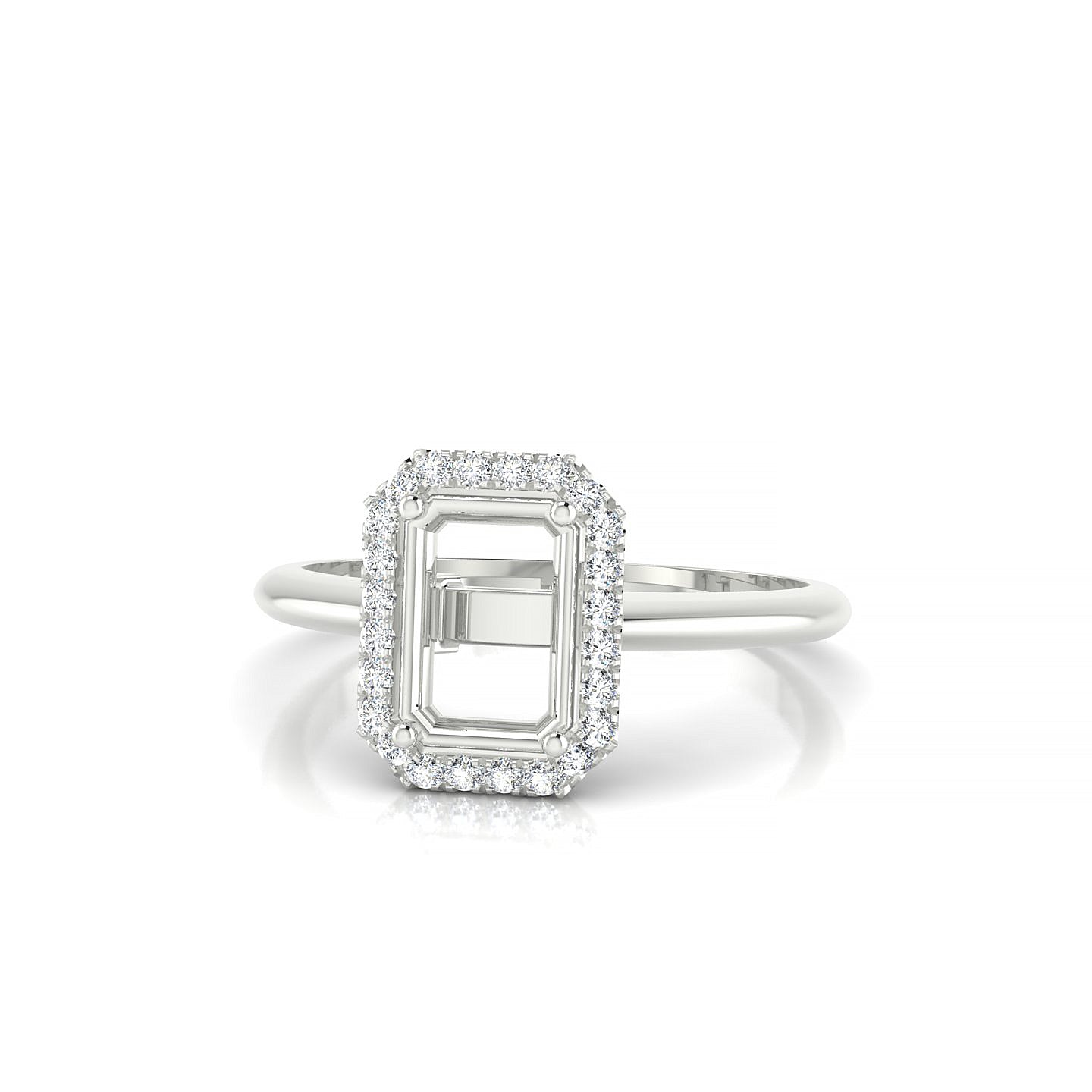 Solar Emerald 1-1.99 ct | 18k White Gold Halo Ring