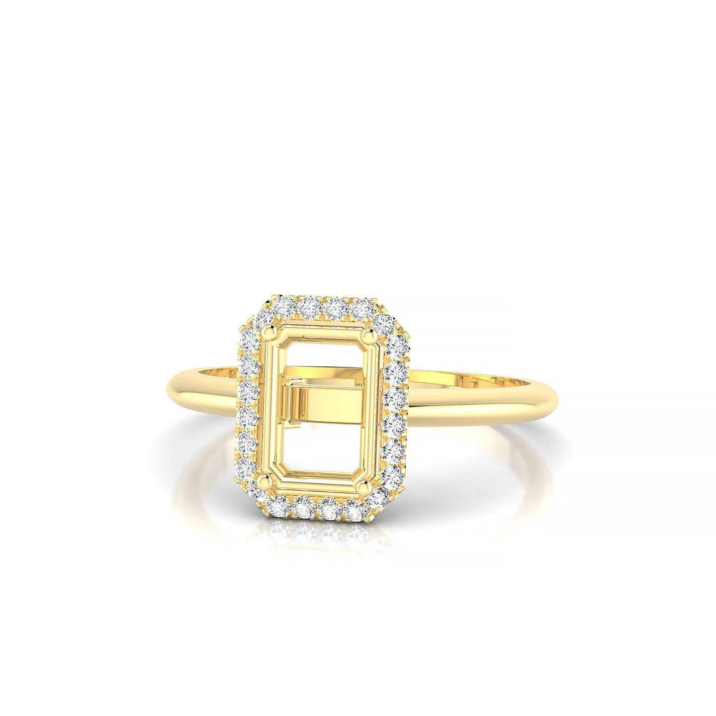 Solar Emerald 1-1.99 ct | 18k Yellow Gold Halo Ring
