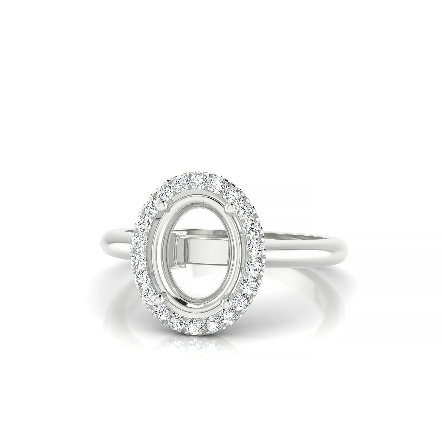Solar Oval 2-2.99 ct | 18k White Gold Halo Ring