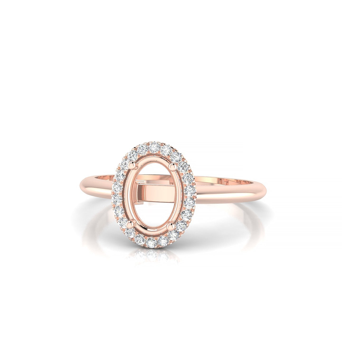 Solar Oval 1-1.99 ct | 18k Rose Gold Halo Ring