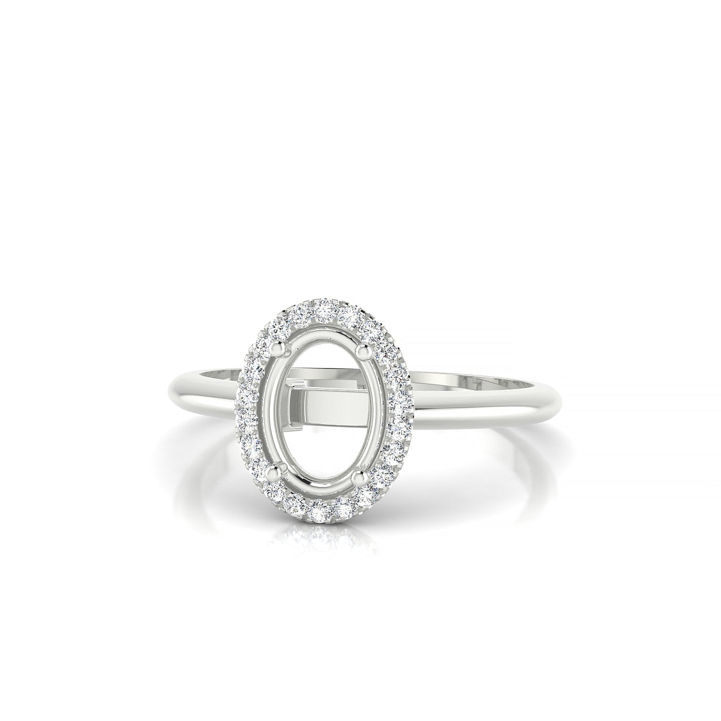 Solar Oval 1-1.99 ct | 18k White Gold Halo Ring