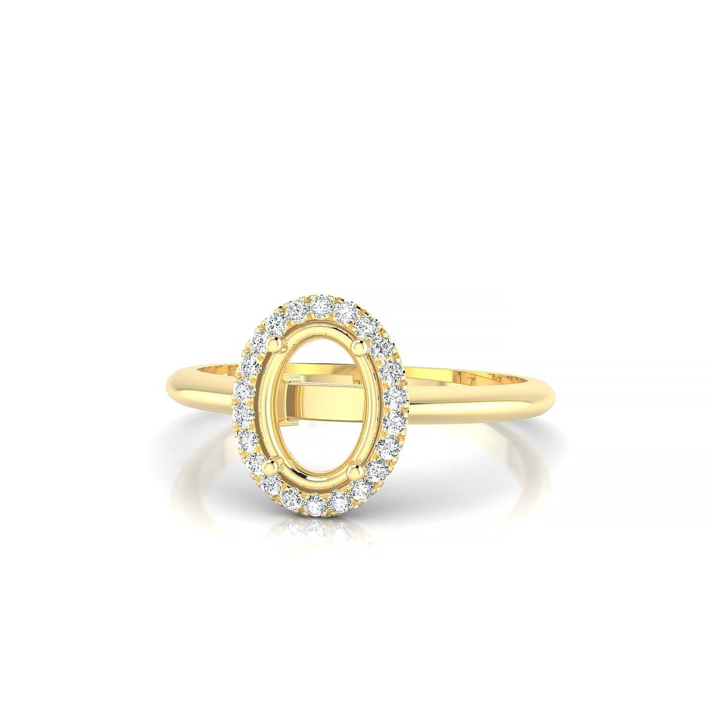 Solar Oval 1-1.99 ct | 18k Yellow Gold Halo Ring
