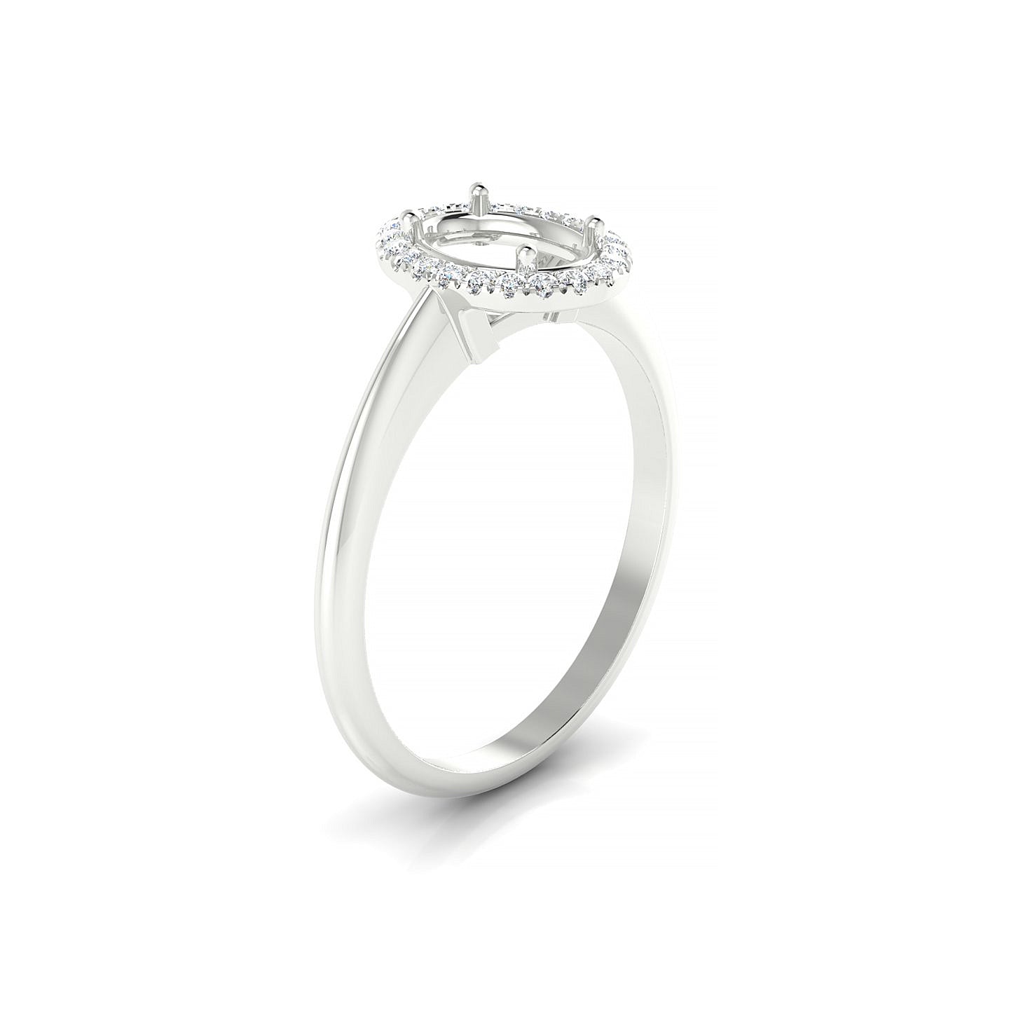 Solar Oval 1-1.99 ct | 18k White Gold Halo Ring