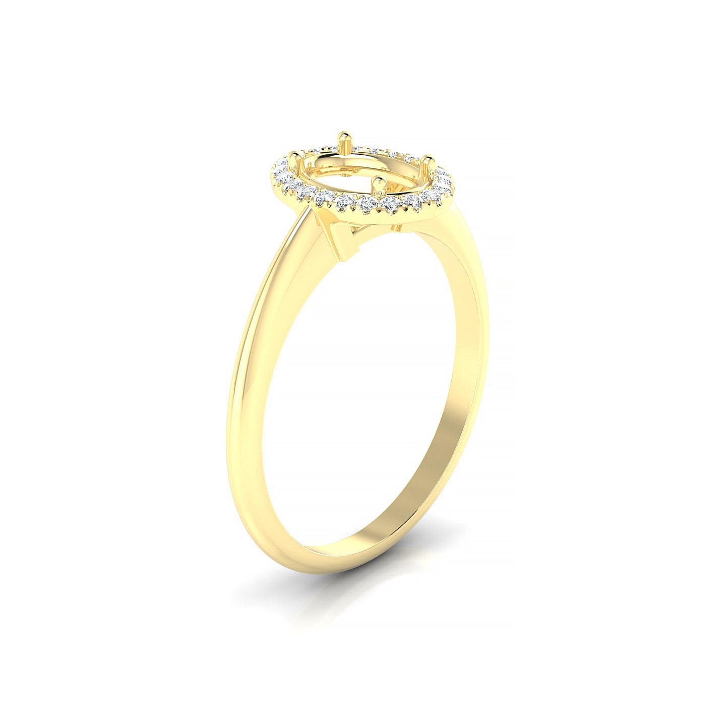 Solar Oval 1-1.99 ct | 18k Yellow Gold Halo Ring
