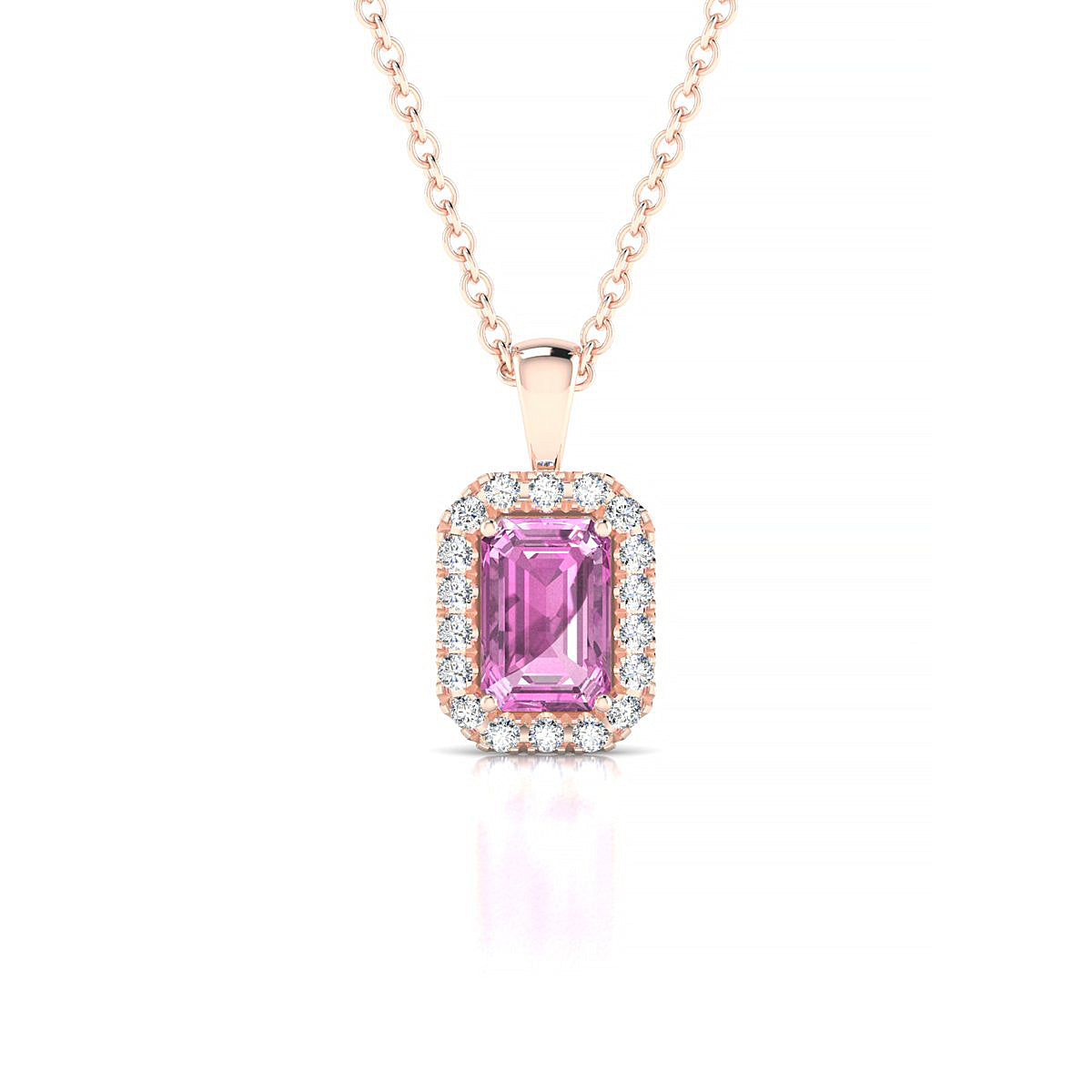 Solar | 18k Rose Gold 6 x 4 mm Emerald Pink Sapphire Pendant