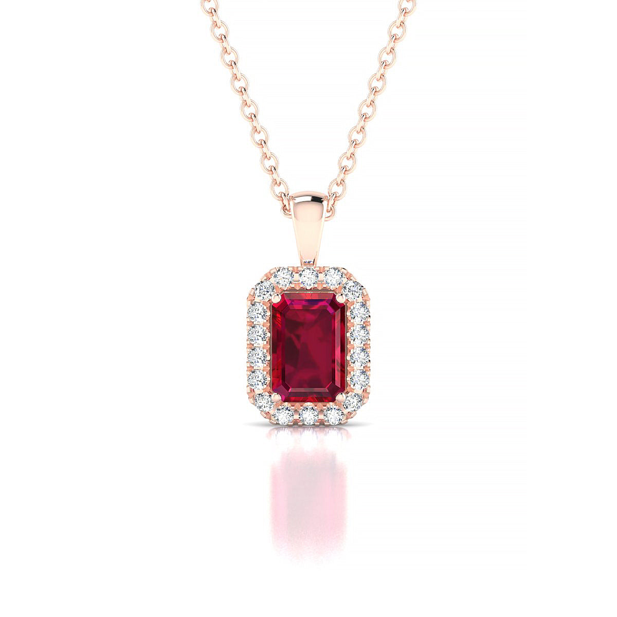 Solar | 18k Rose Gold 6 x 4 mm Emerald Ruby Pendant