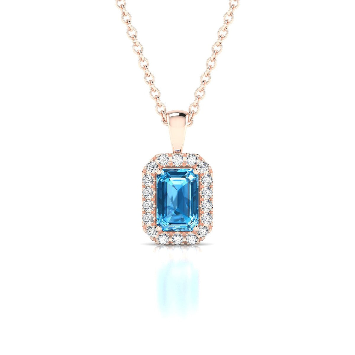 Solar | 18k Rose Gold 6 x 4 mm Emerald Topaz Pendant